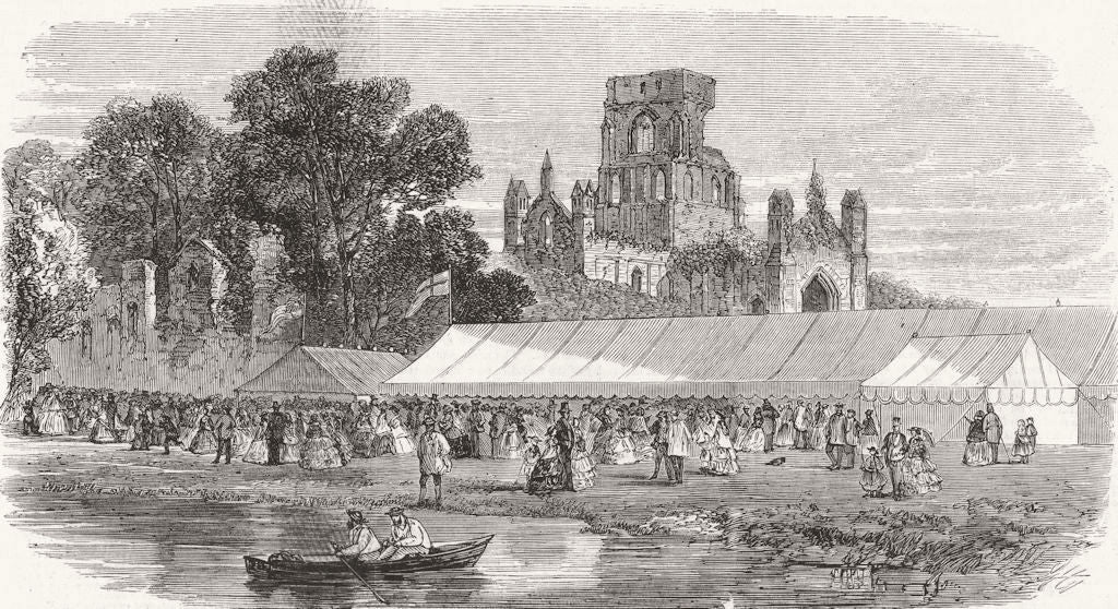 KIRKSTALL ABBEY. Visit of British Assn 1858 old antique vintage print picture